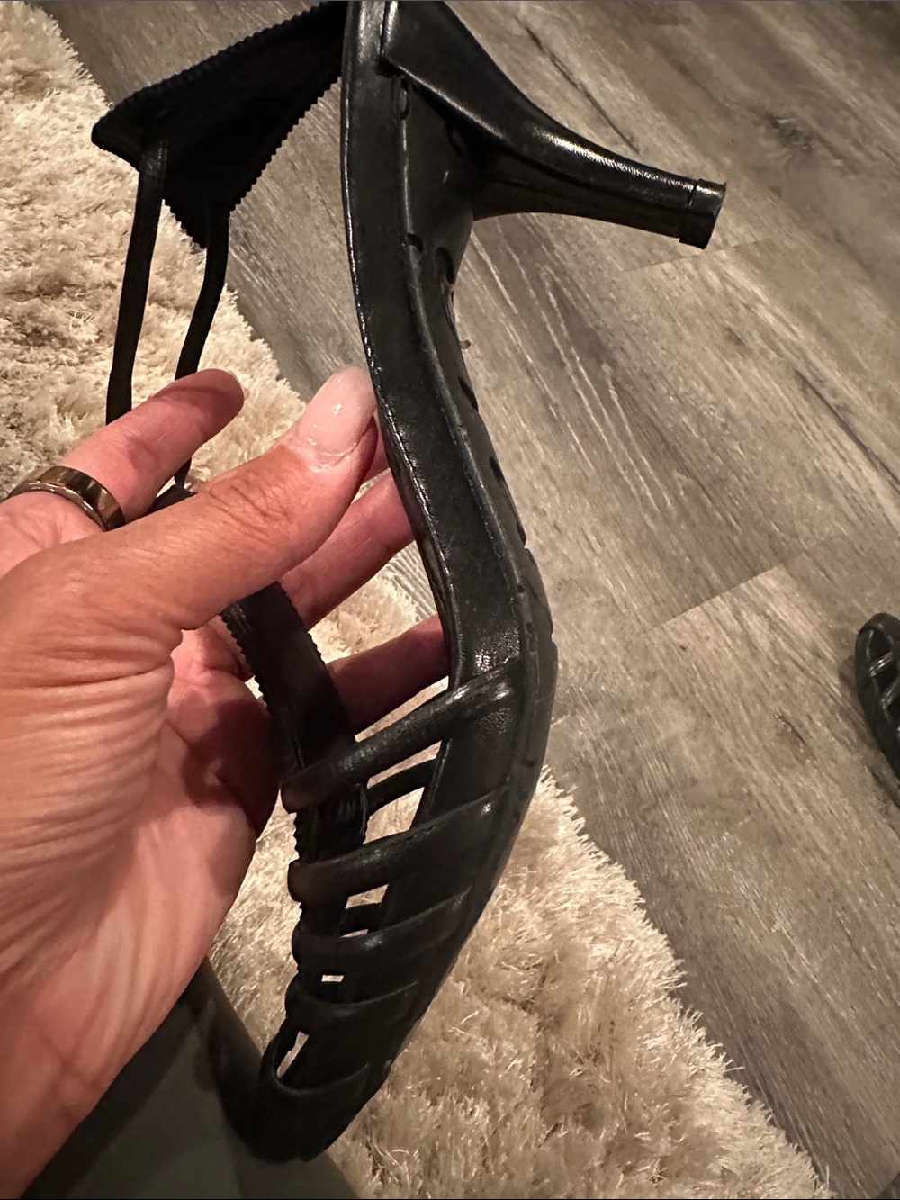 Pedro Garcia Black Woven Leather Slingback Heels - Picture 8 of 8